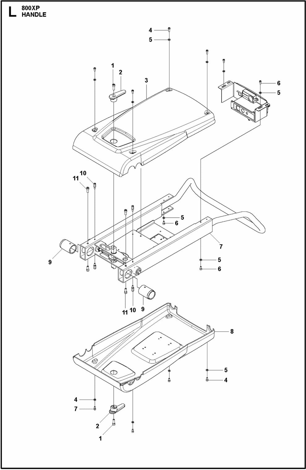 HTC 800 XP Handle Assembly Parts by Husqvarna