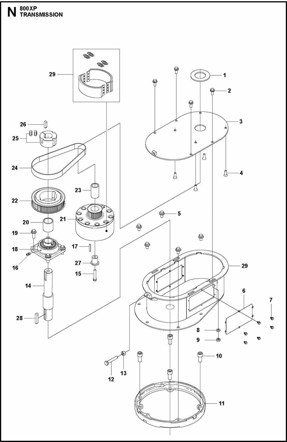 HTC 800 XP Transmission Assembly Parts by Husqvarna