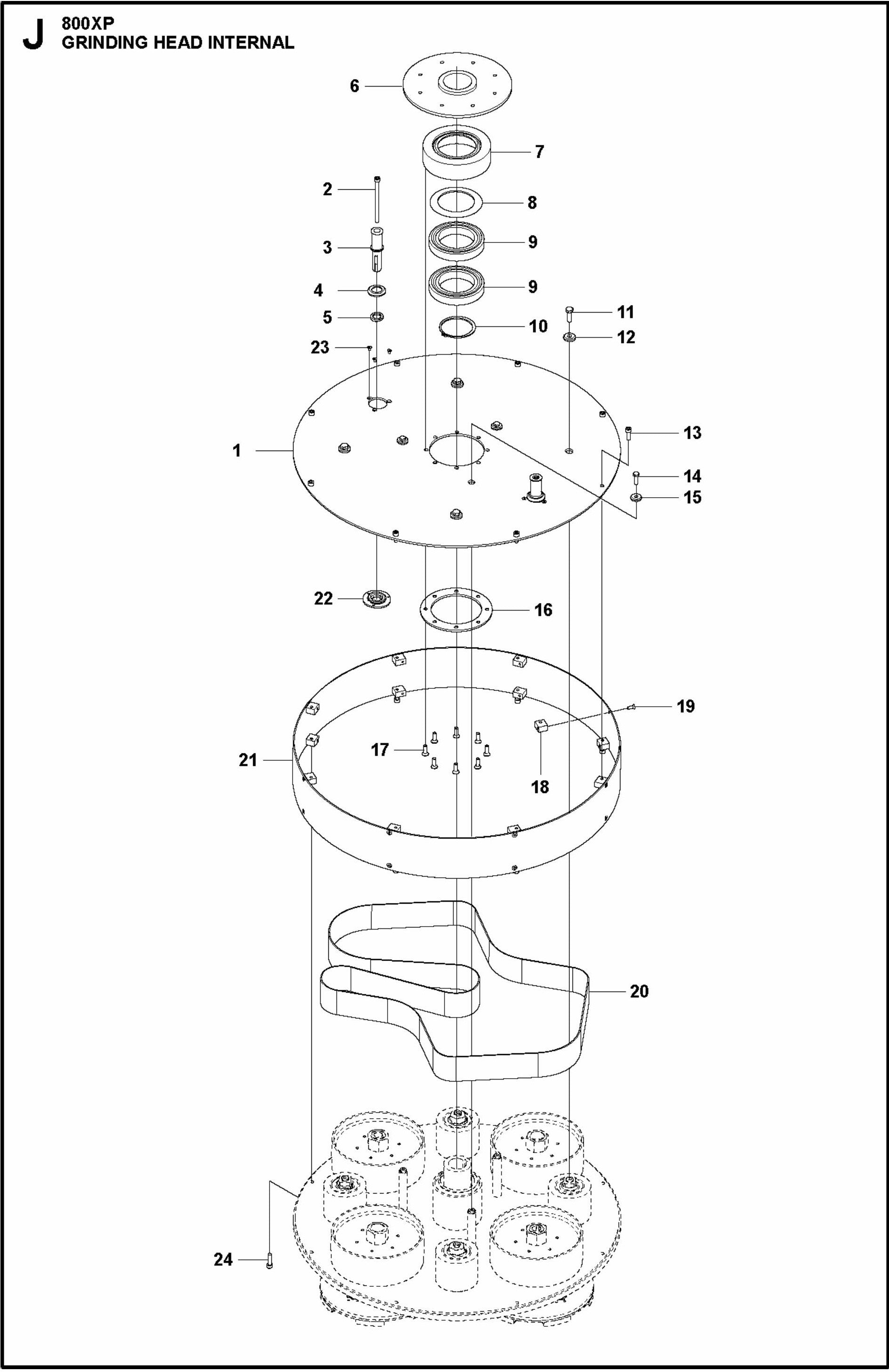 HTC 800 XP Grinding Head Internal Assembly Parts