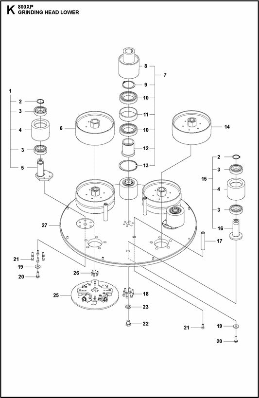 HTC 800 XP Grinding Head Lower Assembly Parts