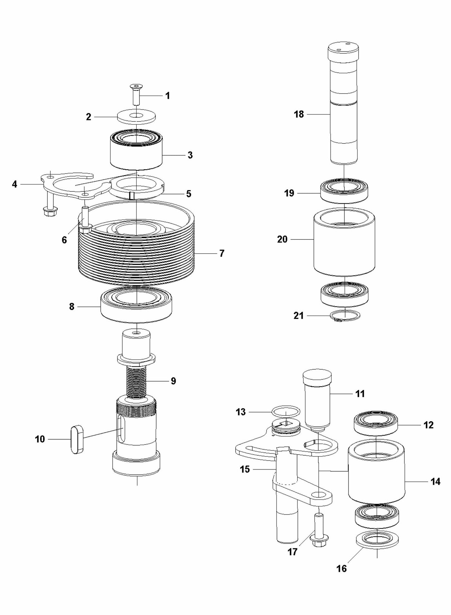 HTC T6 Idler Pulley Assembly Parts