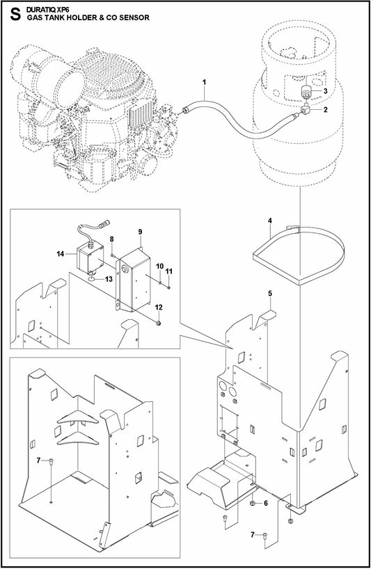 HTC XP6 Gas Tank Holder and Co Sensor Assembly Parts
