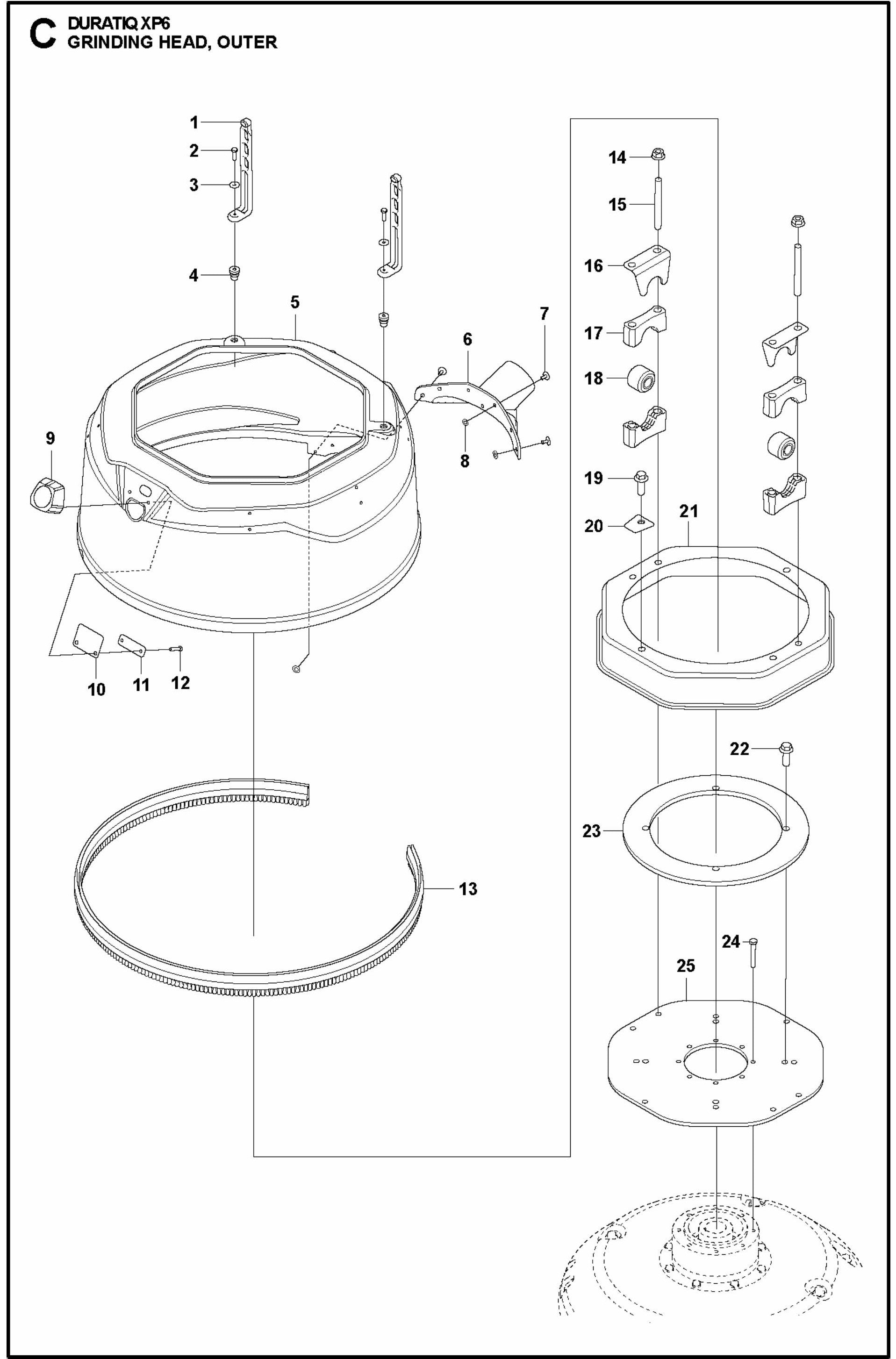 HTC XP6 Grinding Head, Outer Assembly Parts