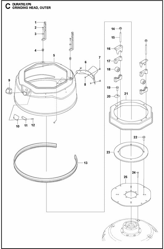 HTC XP6 Grinding Head, Outer Assembly Parts