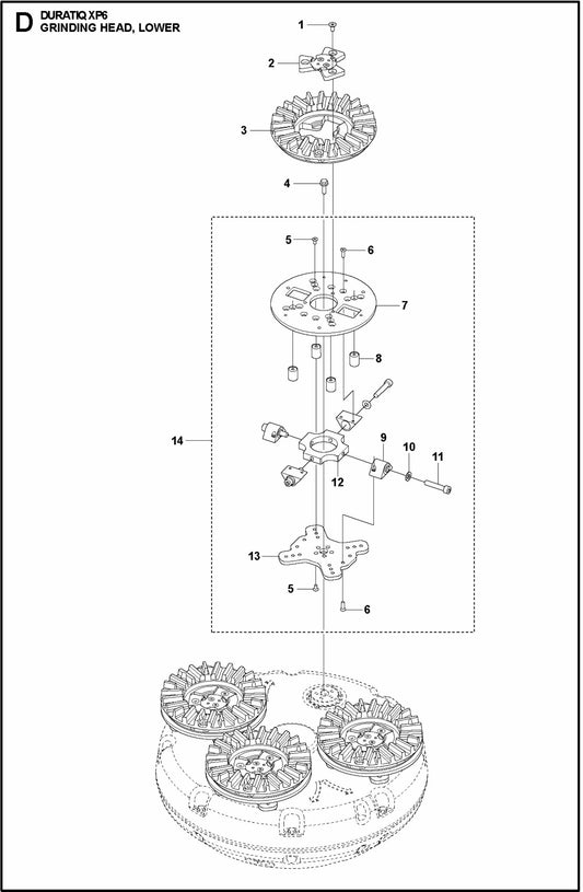 HTC XP6 Grinding Head, Lower Assembly Parts