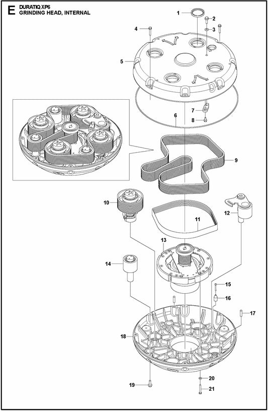 HTC XP6 Grinding Head, Internal Assembly Parts