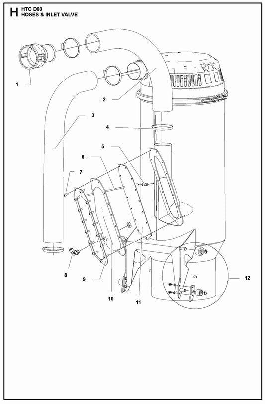 Hoses And Inlet Valve Parts For HTC D60 Parts By Husqvarna
