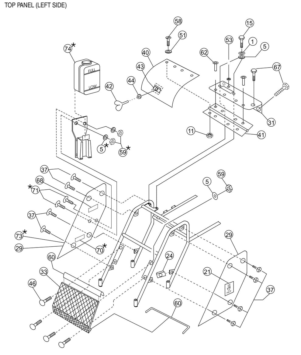 HTH-Series Top Panel (Left Side) Assembly Parts By Multiquip Whiteman
