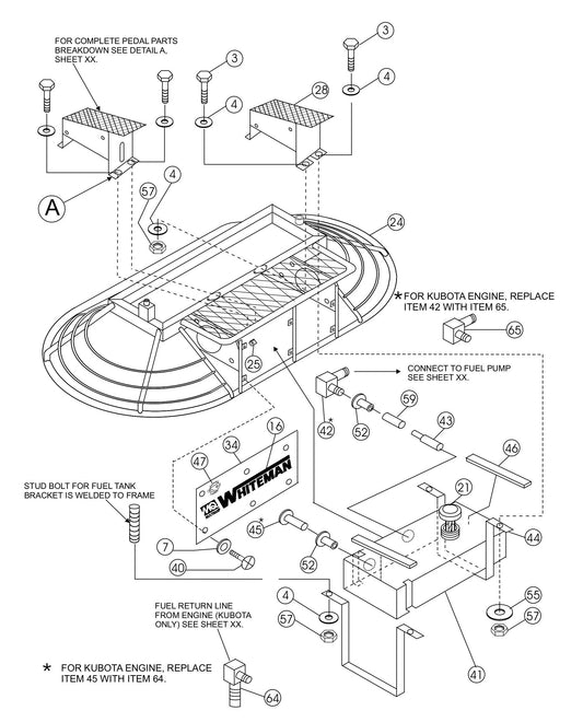 HTH-Series Frame And Fuel Tank Assembly Parts By Multiquip Whiteman