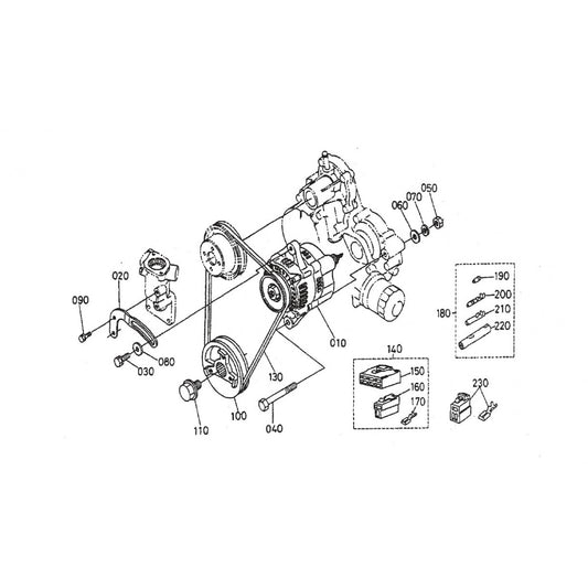 HTH44T KUBOTA V-1505— Altenator And Pully Assembly Parts By Multiquip Whiteman