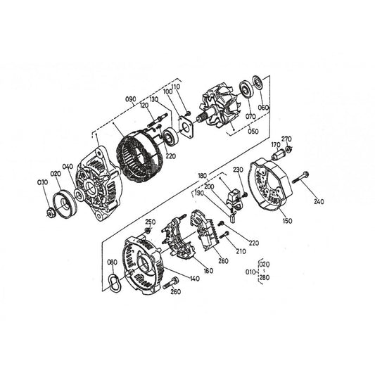 HTH44T KUBOTA V-1505— Altenator (Comp. Parts) Assembly Parts By Multiquip Whiteman