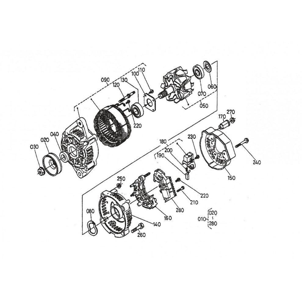 HTH44T KUBOTA V-1505— Altenator (Comp. Parts) Assembly Parts By Multiquip Whiteman