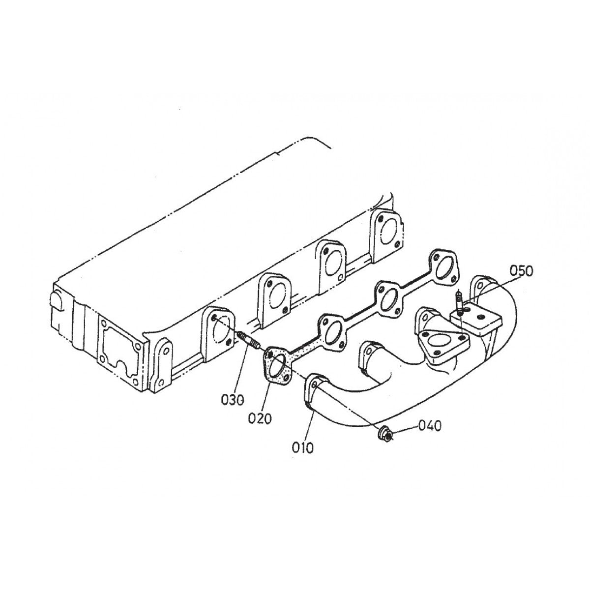 HTH44T KUBOTA V-1505— Exhaust Manifold Assembly Parts By Multiquip Whiteman