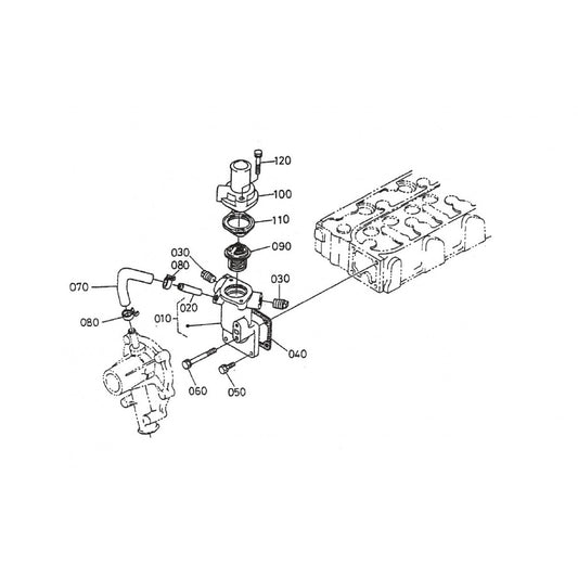 HTH44T KUBOTA V-1505— Waterflang And Thermostat Assembly Parts By Multiquip Whiteman