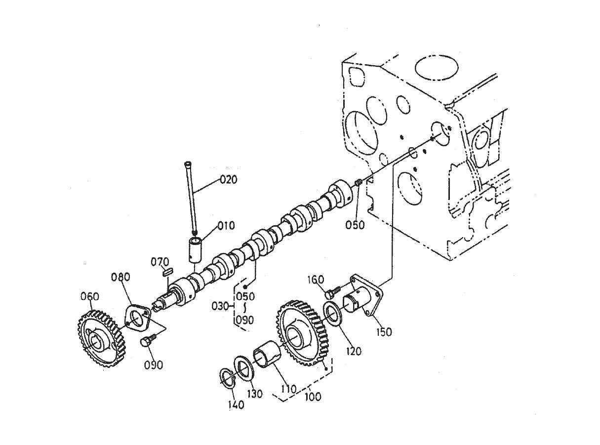 HTH44T KUBOTA V-1505— Camshaft And Idle Gear Shaft Assembly Parts By Multiquip Whiteman