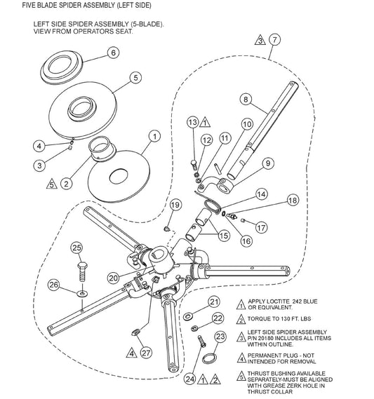 HTH44T— Five Blade Spider Assembly(Left) Parts By Multiquip Whiteman