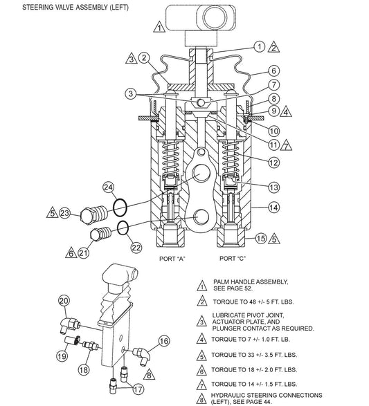 HTH44T— Steering Vale(Left) Assembly Parts By Multiquip Whiteman