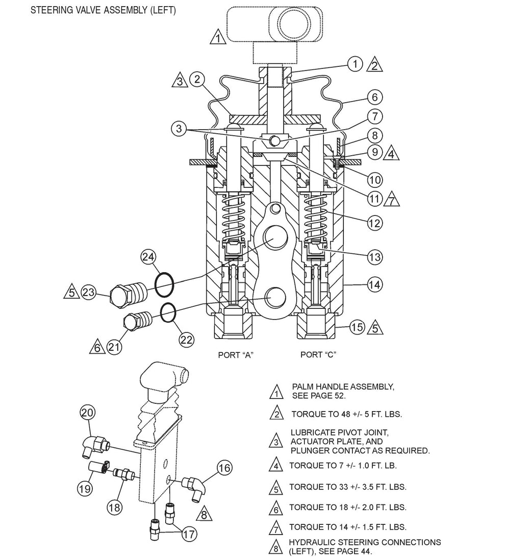 HTH44T— Steering Vale(Left) Assembly Parts By Multiquip Whiteman