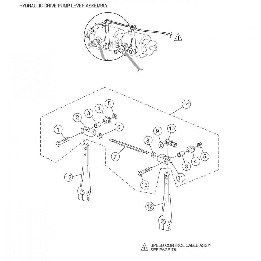 HTH44T— Hydraulic Drive Pump Lever Assembly Parts By Multiquip Whiteman