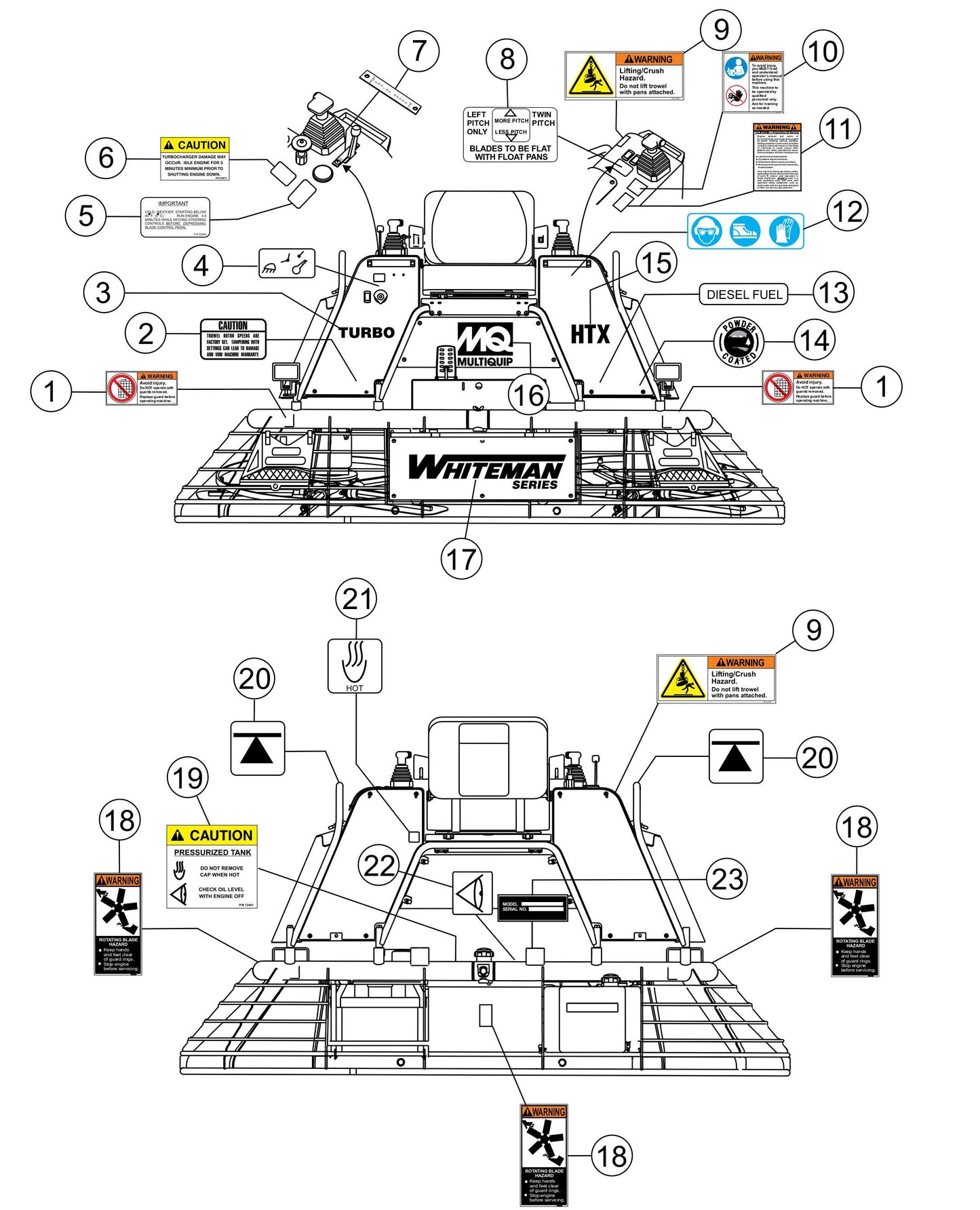 HTX44K4-K5-Y4-Y5- Nameplate And Decals Assembly Parts
