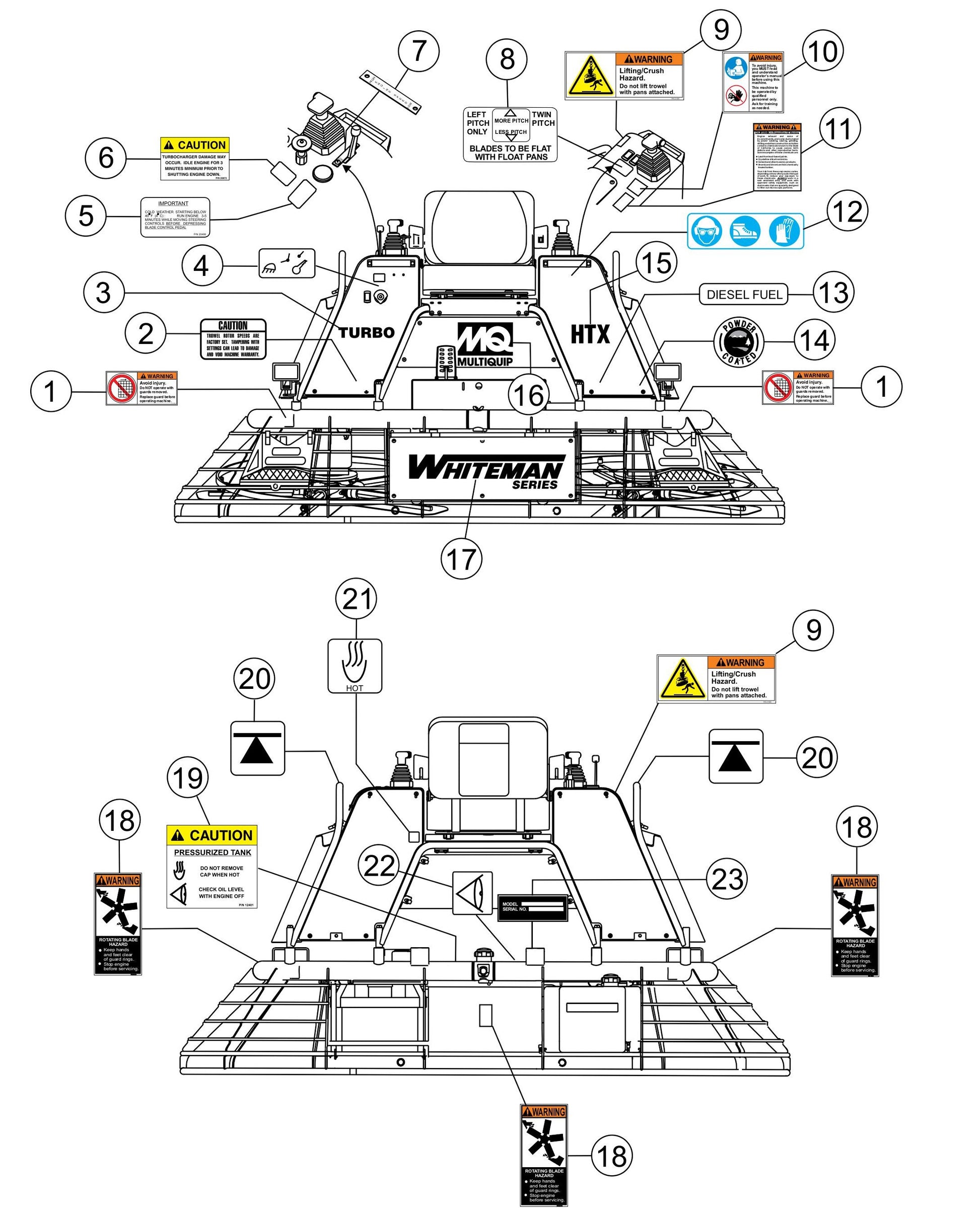 HTX44K4-K5-Y4-Y5- Nameplate And Decals Assembly Parts