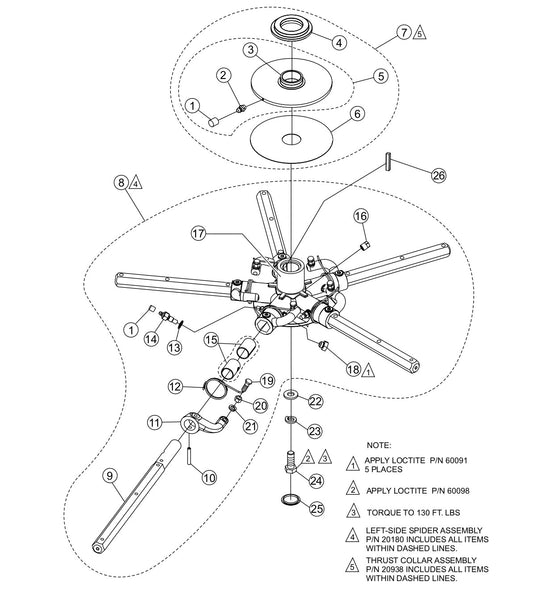 HTX44K4-K5-Y4-Y5— 5-Blade Stabilizer Ring Assembly (Tapered LH) Parts By Multiquip Whiteman