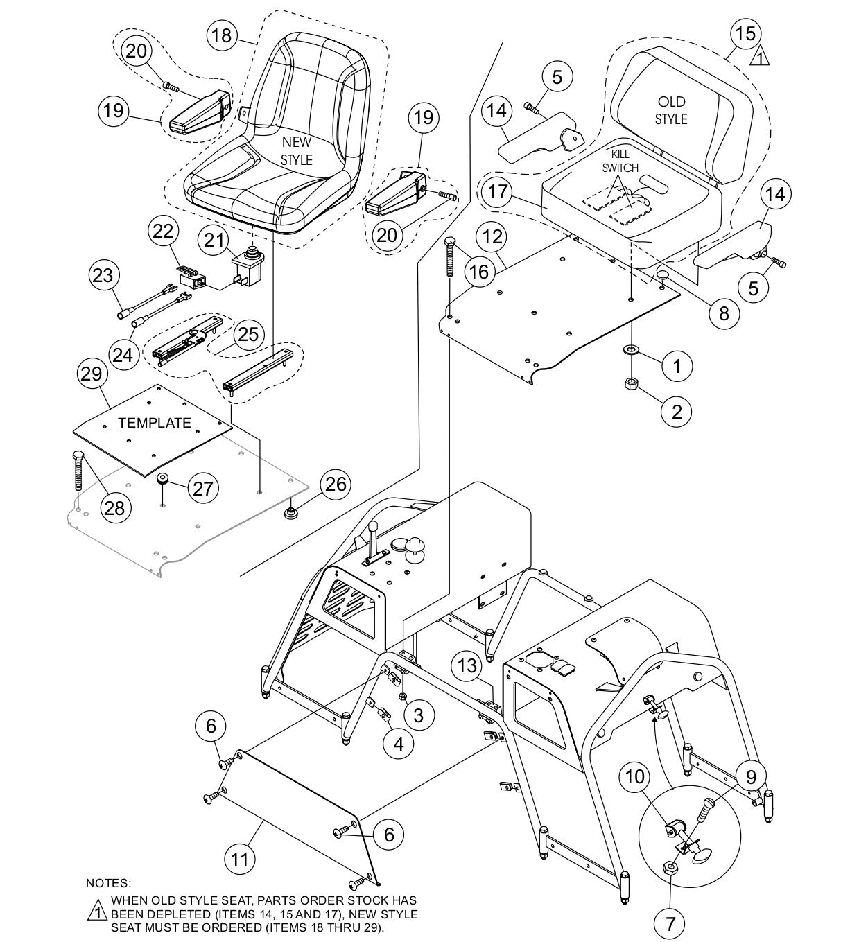 HTX44K4-K5-Y4-Y5— Seat Frame Assembly (Kubota) Parts By Multiquip Whiteman