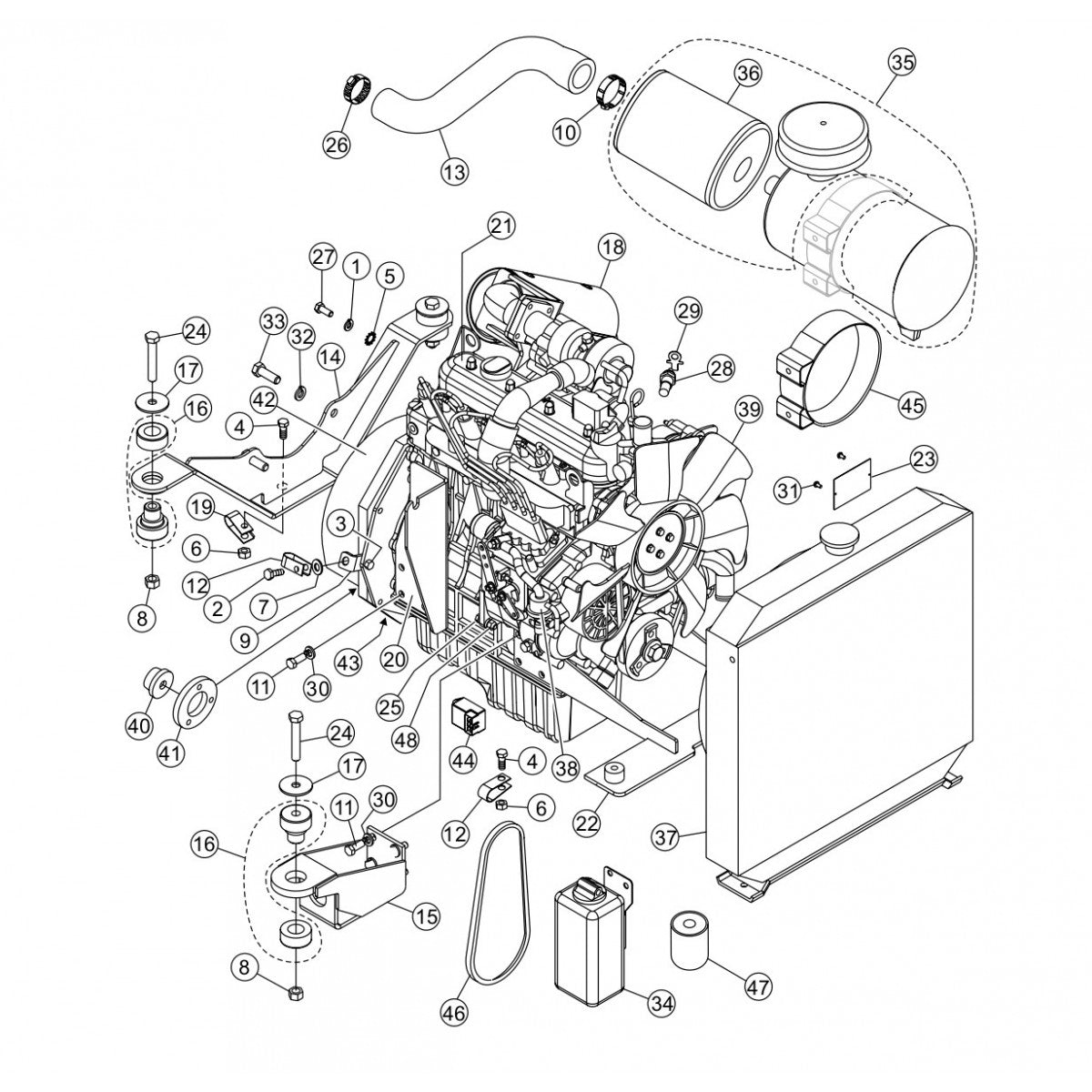 HTX44K4-K5-Y4-Y5— Engine Assembly (Kubota) Parts By Multiquip Whiteman