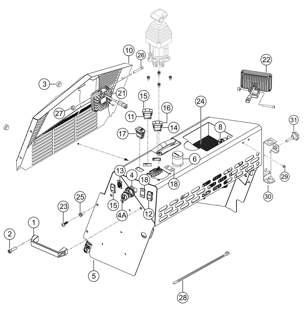 HTXG6DF S/N PD2003218 And Above Right Frame Console Assembly Parts