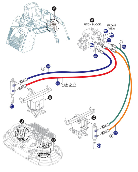 HTXG6DF SN PD2003218 And Above HYD. Hose Assembly (P.Block Ports C1-C4) Parts