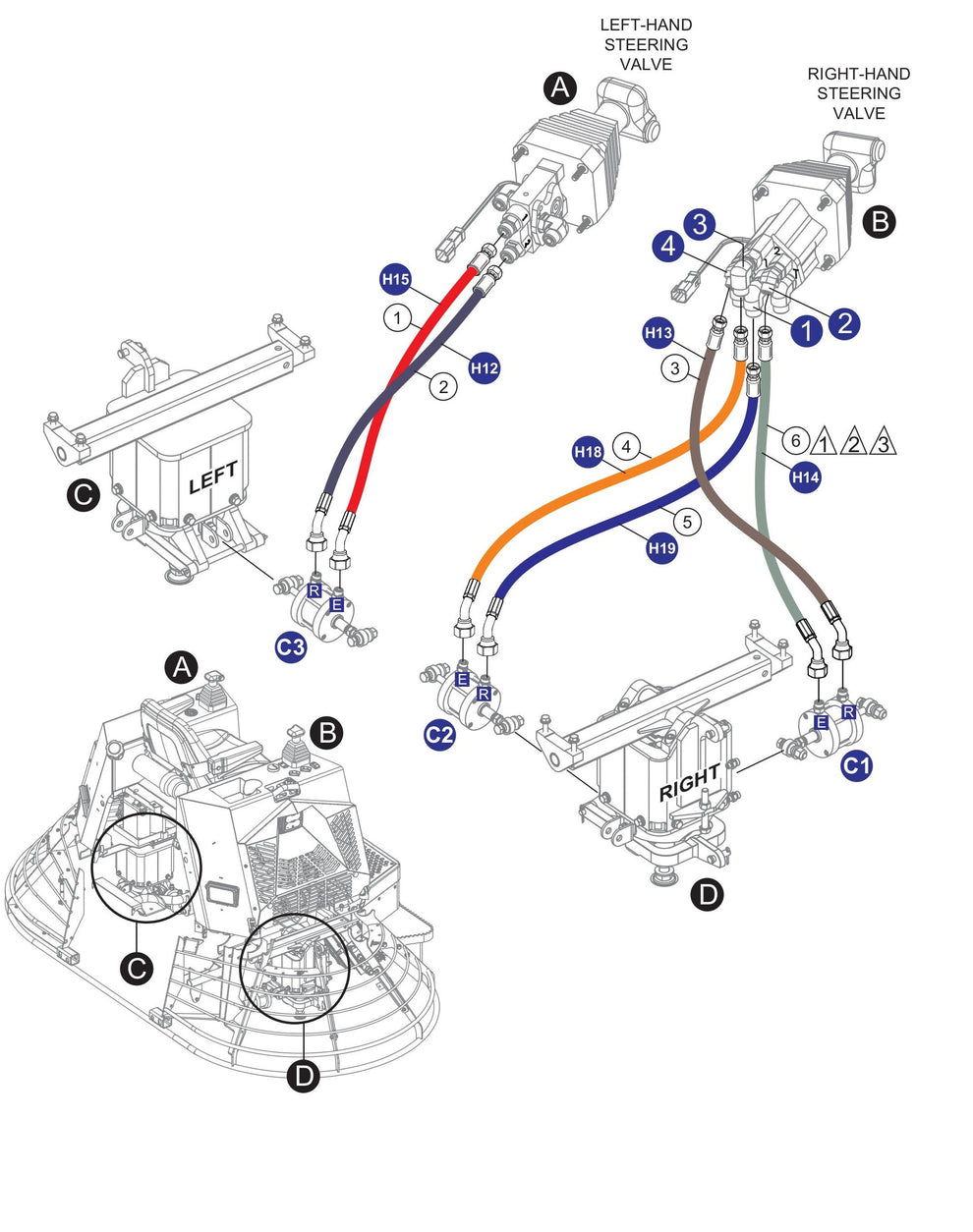 HTXG6DF SN PD2003218 And Above HYD. Hose Assembly (LH-RH Steering Valves #1) Parts