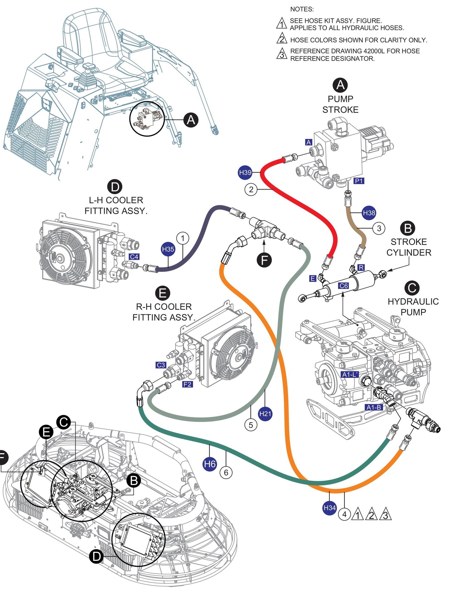 HTXG6DF SN PD2003218 And Above HYD. Hose Assembly (P.Block/Cooler/Pump) Parts