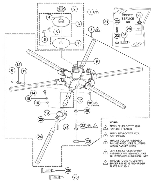 HTXG6DF SN PD2003218 And Above 6-Blade Spider Assembly (Left-Side) Parts