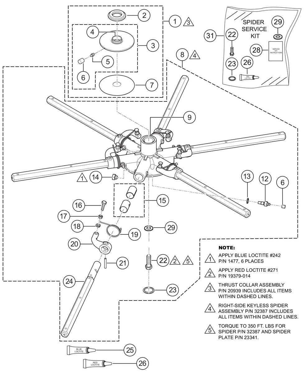 HTXG6DF SN PD2003218 And Above 6-Blade Spider Assembly (Right-Side) Parts