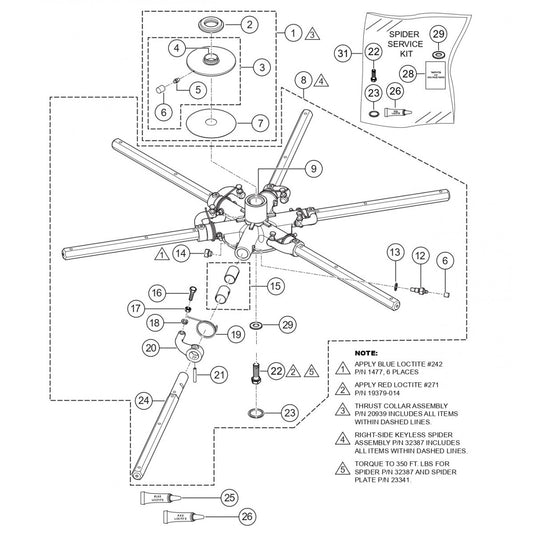HTXG6DF SN PB2003172 And Below — 6- Blade spider Assembly (Right-Side) Parts By Multiquip Whiteman