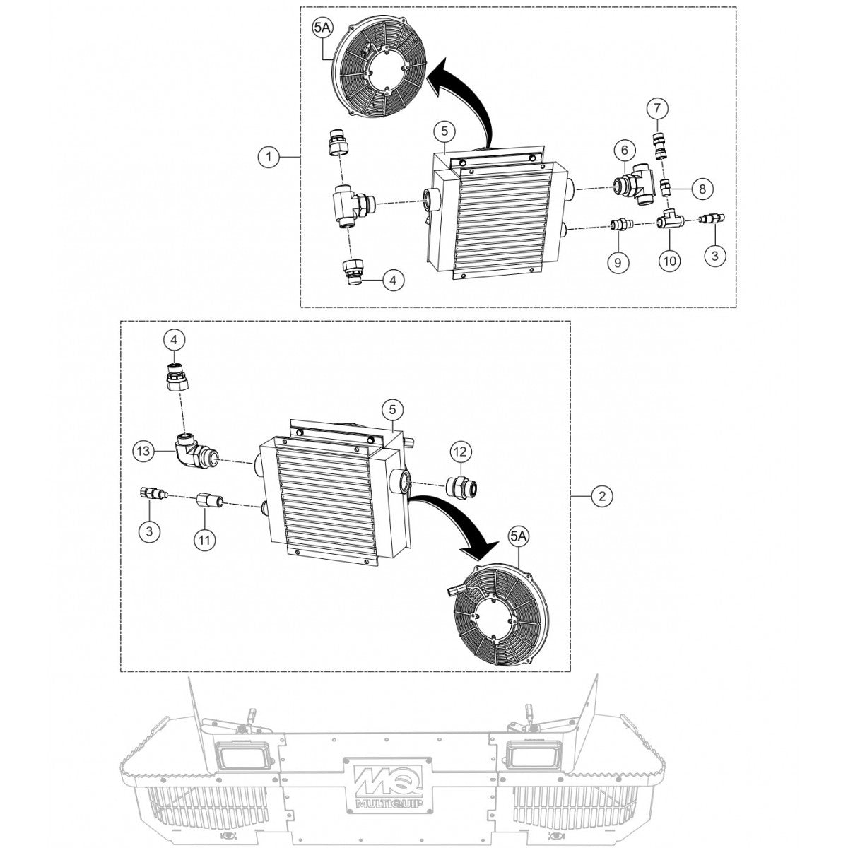 HTXG6DF SN PB2003172 And Below — Heat Exchanger Assembly (Left And Right) Parts By Multiquip Whiteman