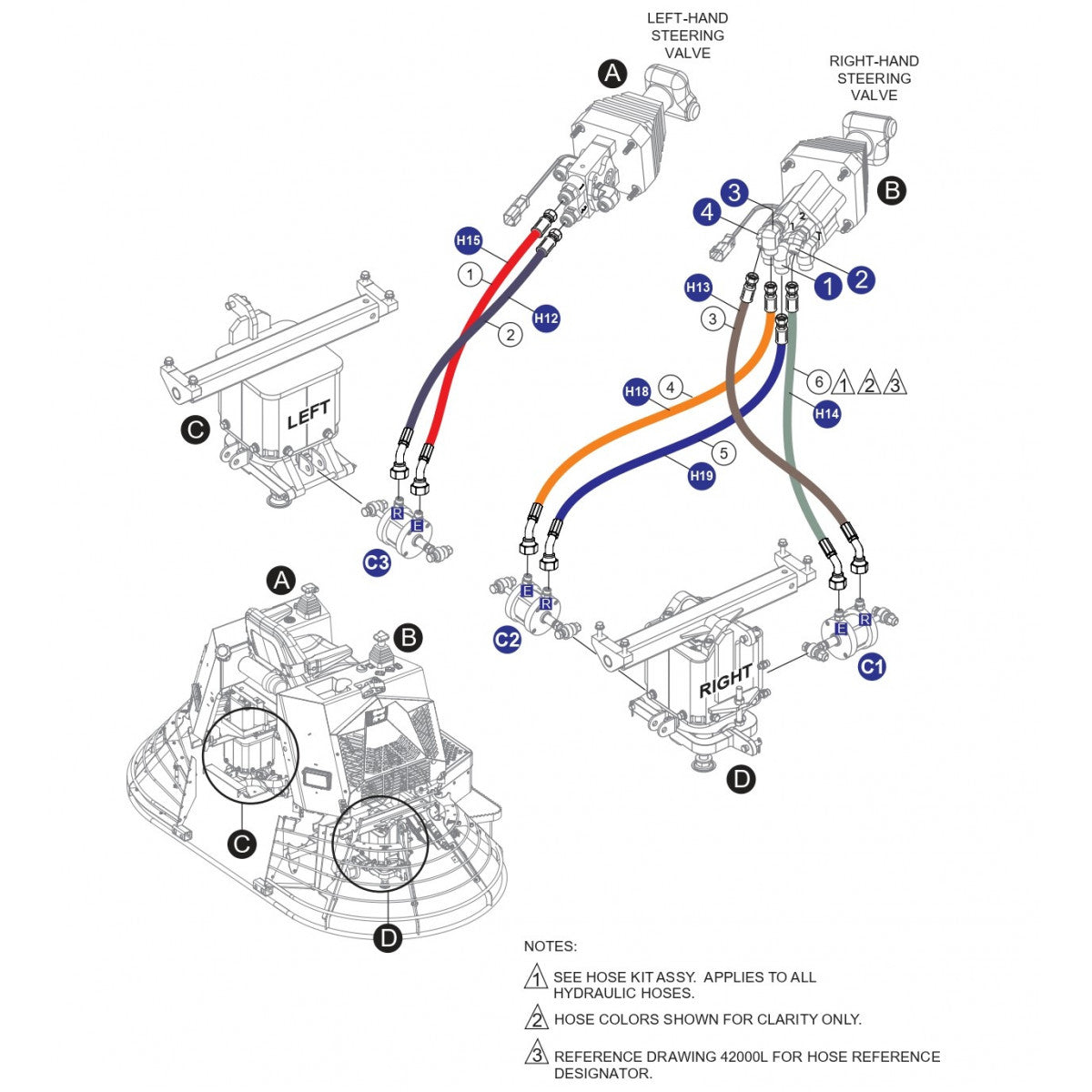 HTXG6DF SN PB2003172 And Below — Hyd. Hose Assembly (LH-RH Steering Valves #1) Parts