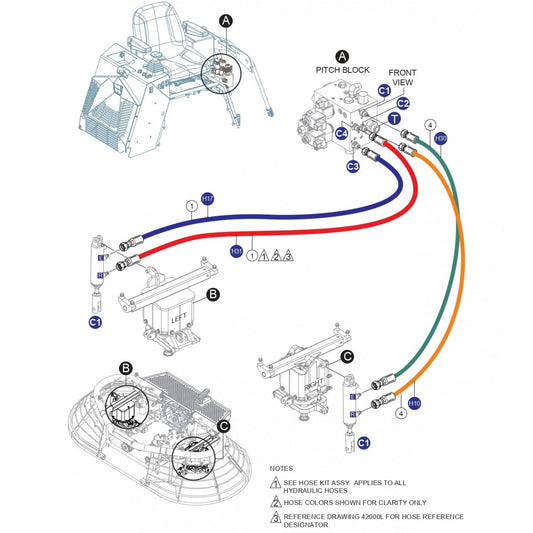 HTXG6DF SN PB2003172 And Below — Hyd. Hose Assembly (P. Block Ports C1 ~C4) Parts By Multiquip Whiteman