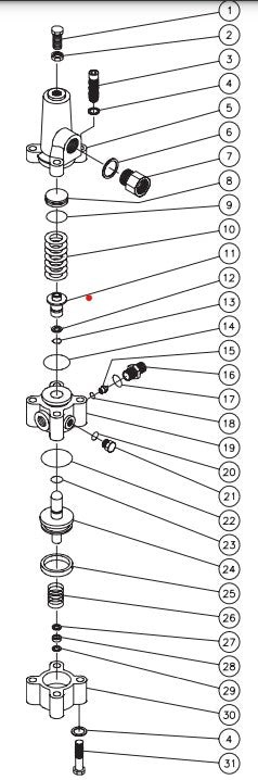 HVS-3005-0K6G/0V6G, HVS-3006-0B7G, HVS-3505-0H6G/OK6G/0V6G/1H6G, HVS-3506-0H6G/0K6G/0M6G/1H6G Unloader Assembly  Parts by Mi-T-M