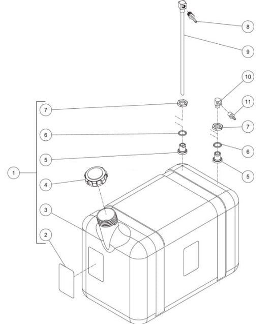 HVS-3006-0B7G, HVS-3006-0R7G, HVS-3008-0B7G, HVS-3505-0B7G, HVS-4005-0B7G Diesel Fuel Tank Assembly Parts by Mi-T-M.