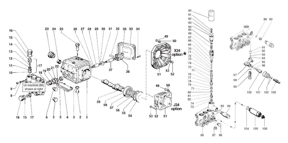 BE HW2765HG Pressure Washer Pump Breakdown Assembly Parts by BE Power Equipment