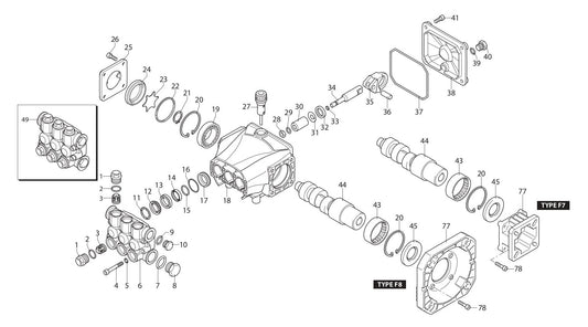 BE HW2765VA Pressure Washer Pump Assembly Parts by BE Power Equipment