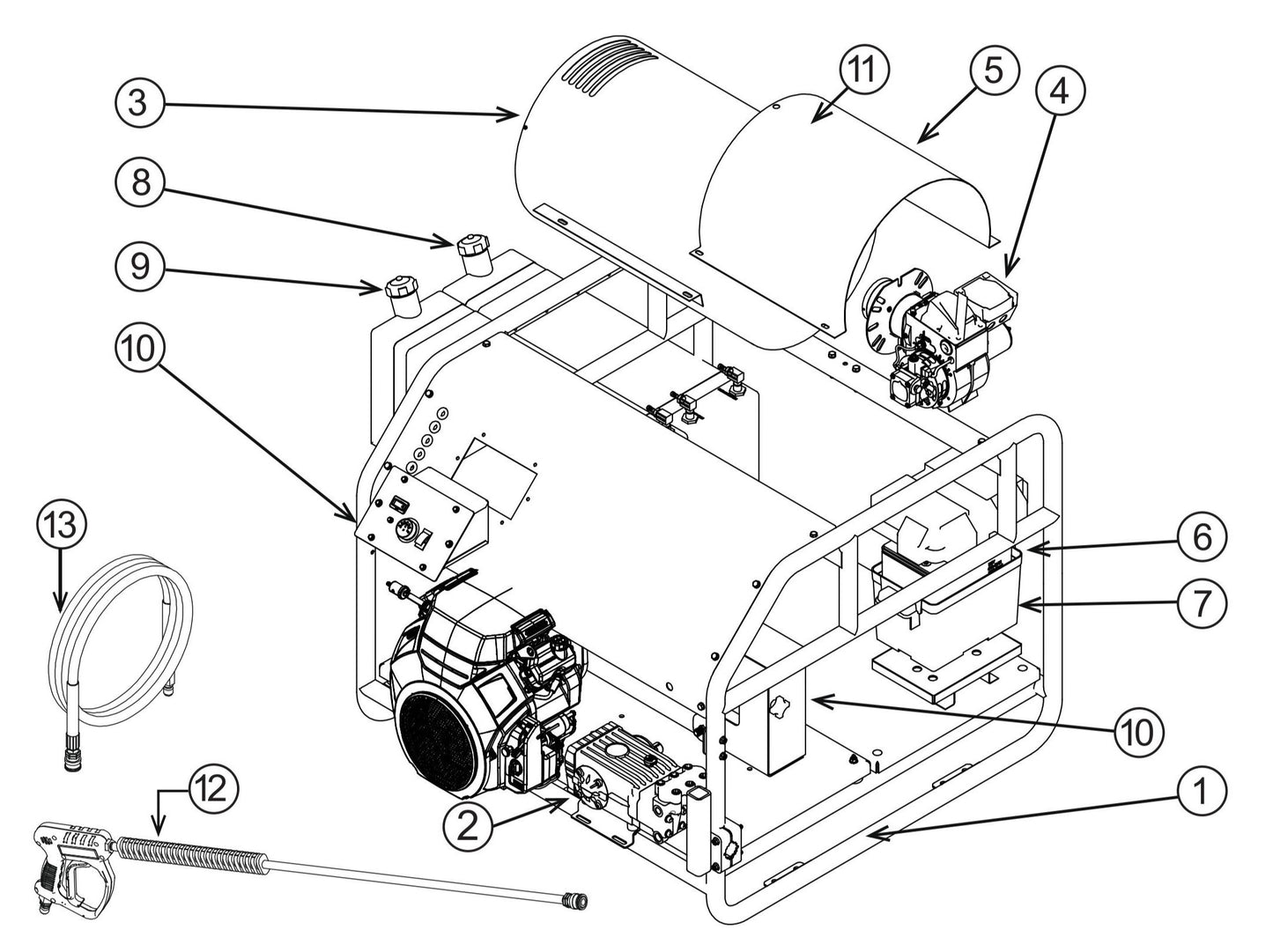 BE HW3024HG12V Pressure Washer Assembly Parts by BE Power Equipment