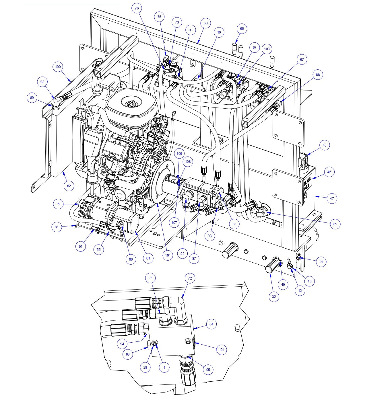 TRTP150B Triple Roller Tube Pavers Hydraulic Assembly Parts - 2 by Allen Engineering