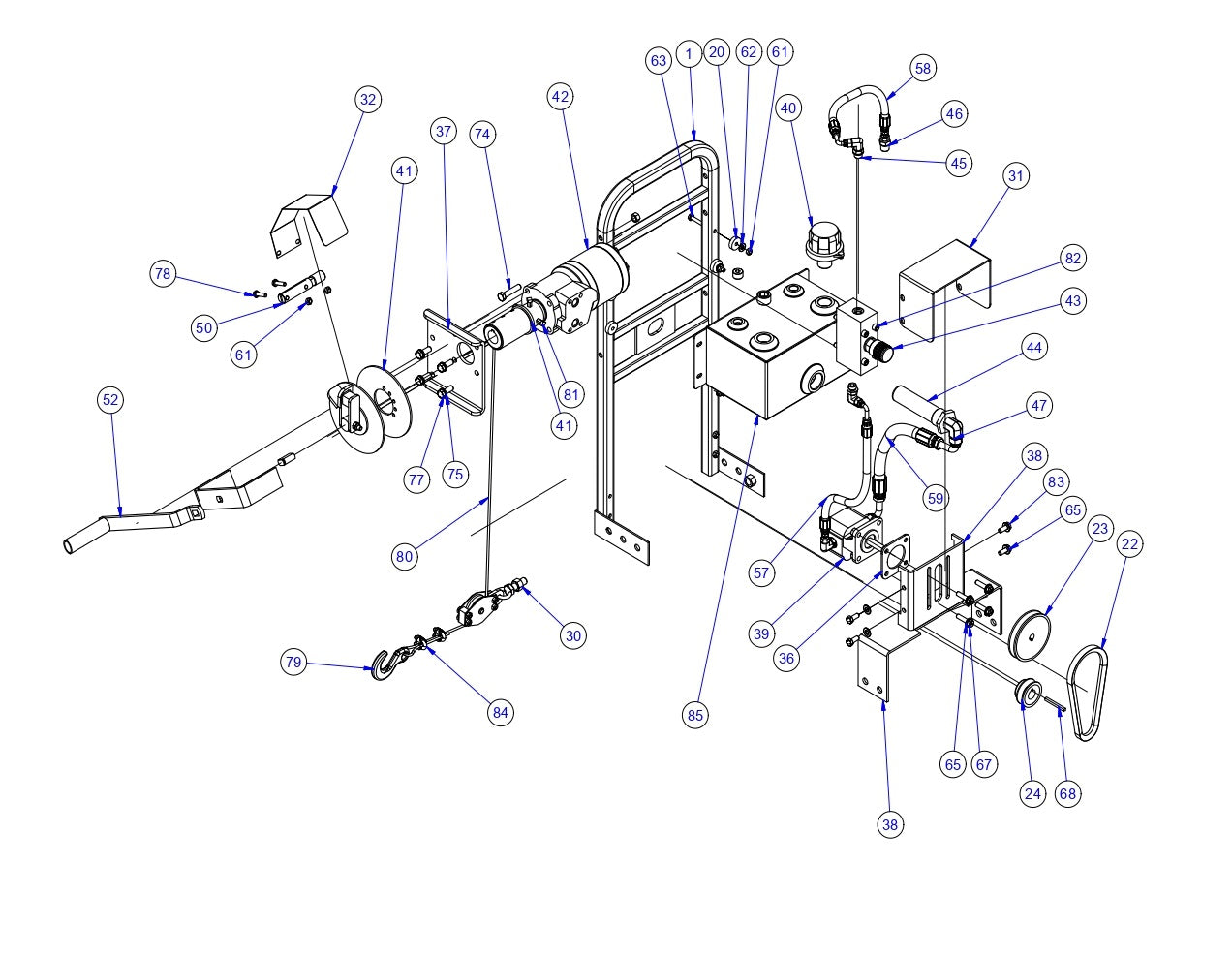 SE12  Hydraulic Winch Assembly Parts By Allen Engineering