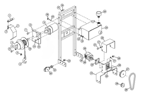 SA12 Hydraulic Winch (MODELS 12 ECS &amp; 12 ECA) Assembly Parts By Allen Engineering