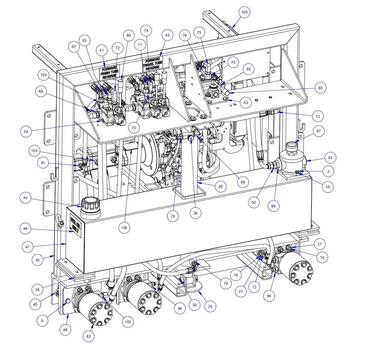 TRTP150B Triple Roller Tube Pavers Hydraulic Assembly Parts 1 by Allen Engineering
