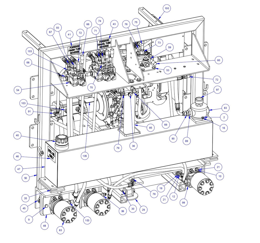 TRTP150B Triple Roller Tube Pavers Hydraulic Assembly Parts 1 by Allen Engineering