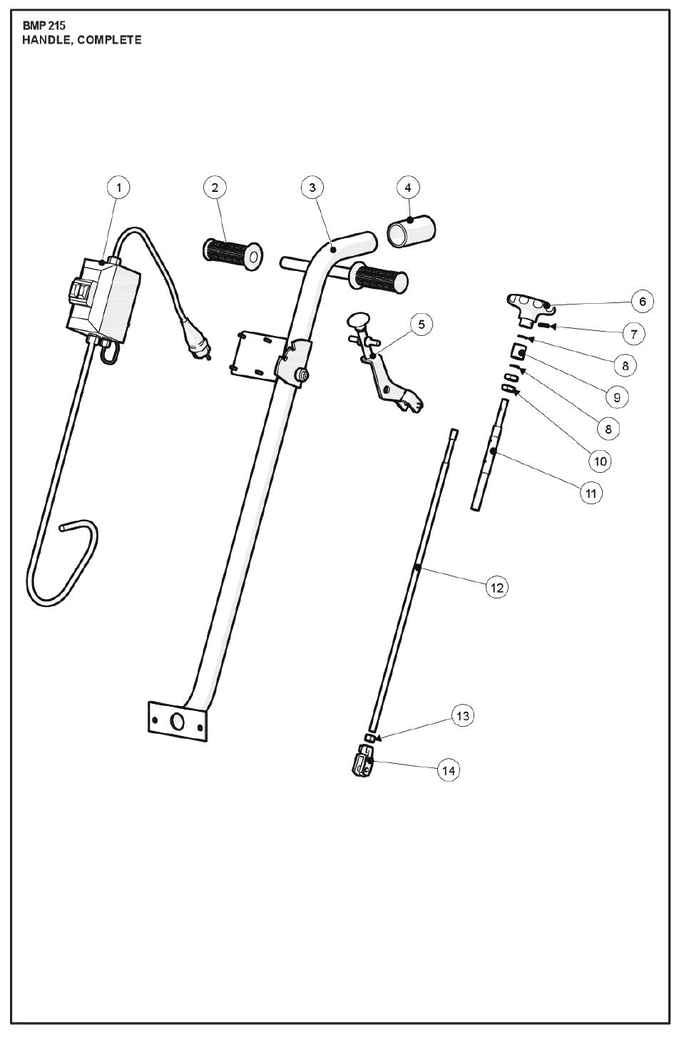 Handle, Complete Parts For 215 Petrol By Husqvarna
