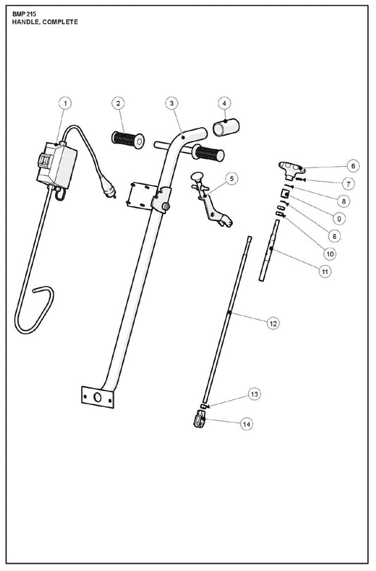 Handle, Complete Parts For 215 Petrol By Husqvarna